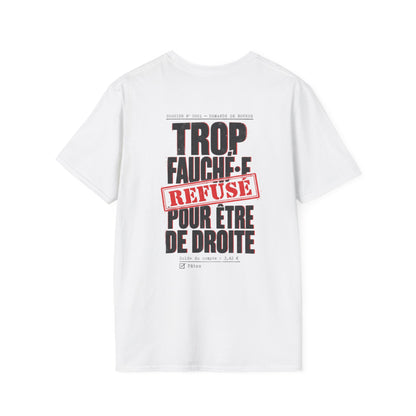 T-shirt « Trop fauché·e pour être de droite » (Too broke to be right-wing)